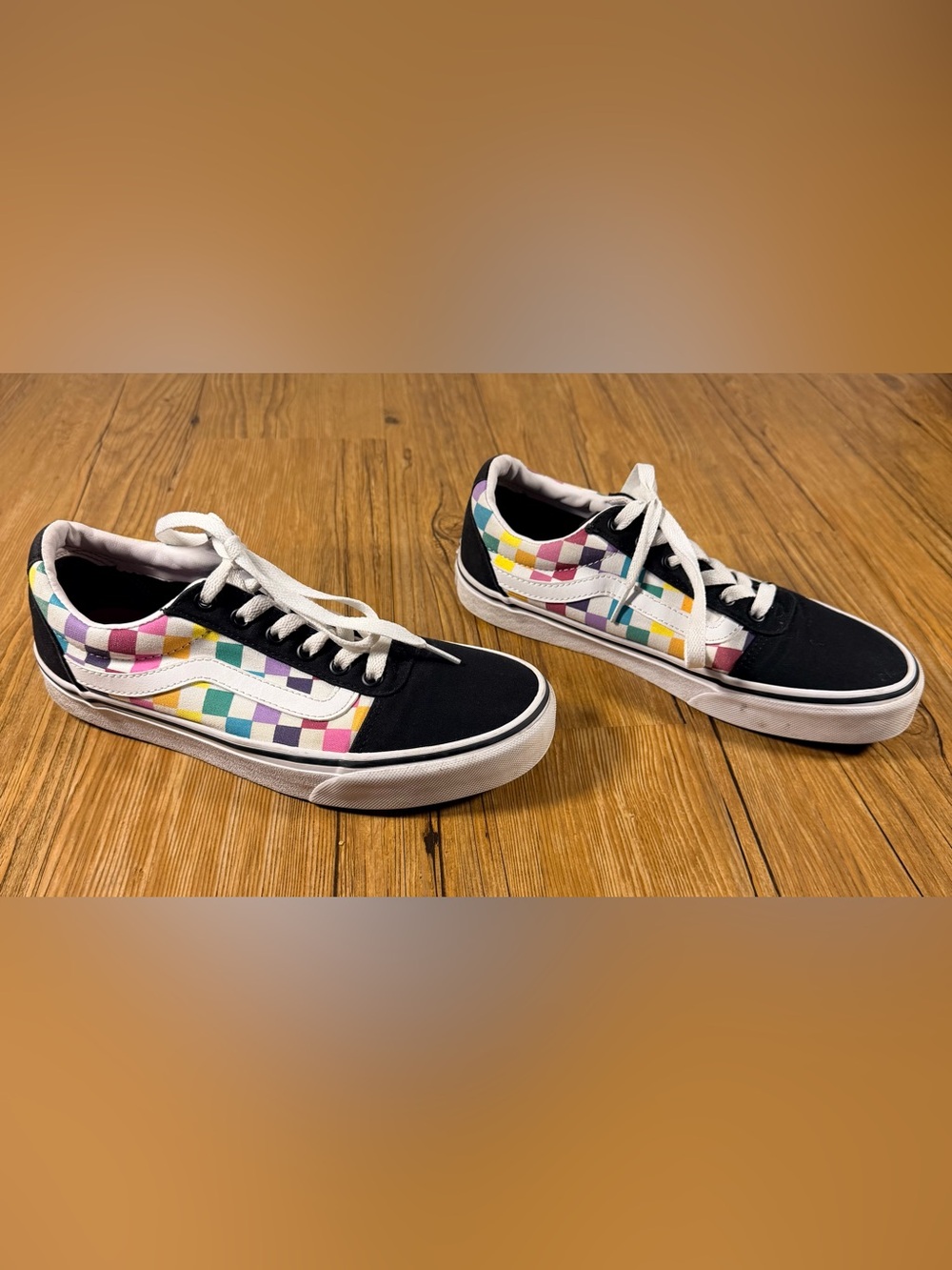Vans Old Skool Rainbow Checkerboard Sneakers Women’s 8.5 Multicolor Skate Shoes